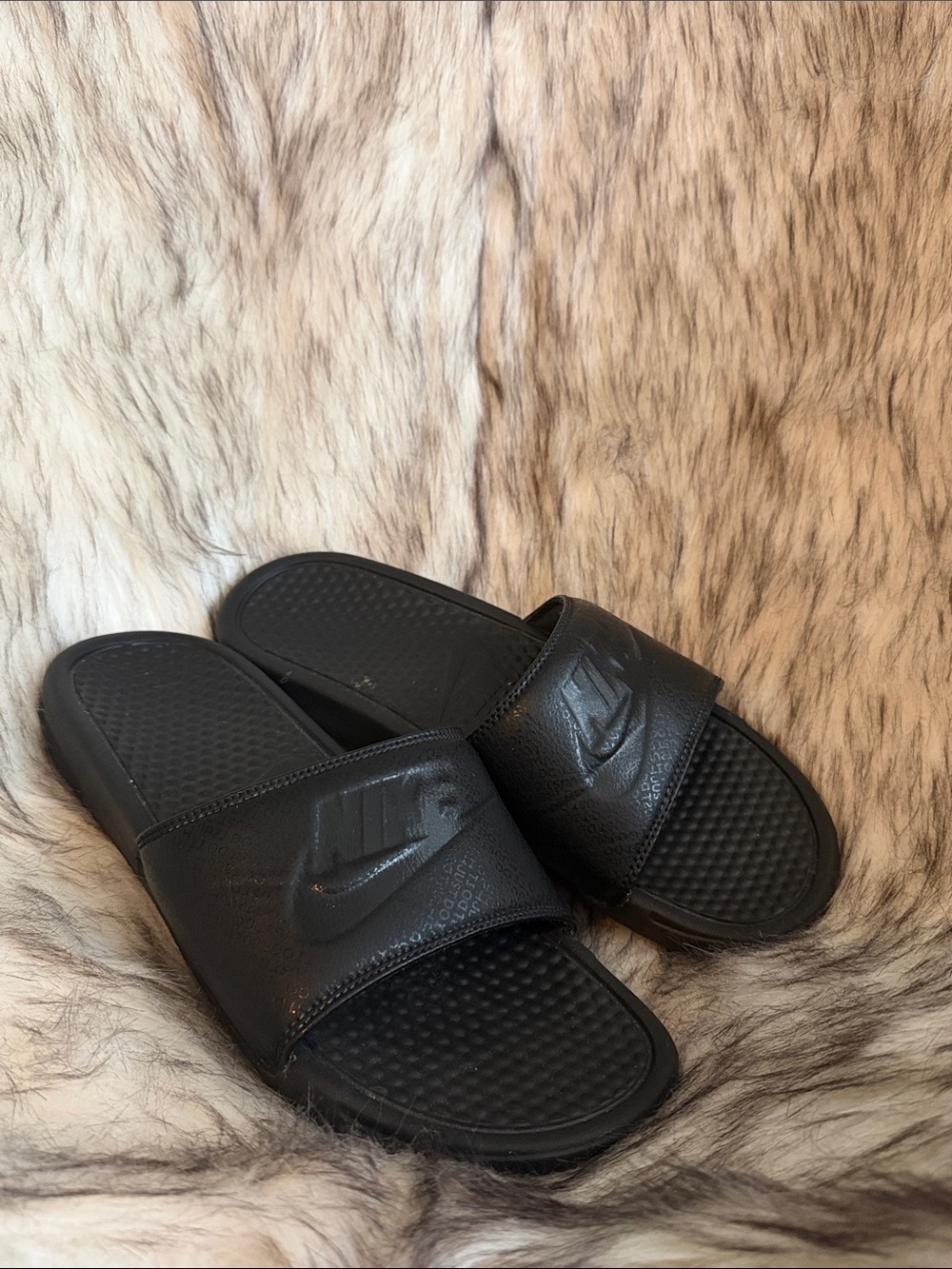 Nike Black Men’s Slide Sandals with Embossed Swoosh